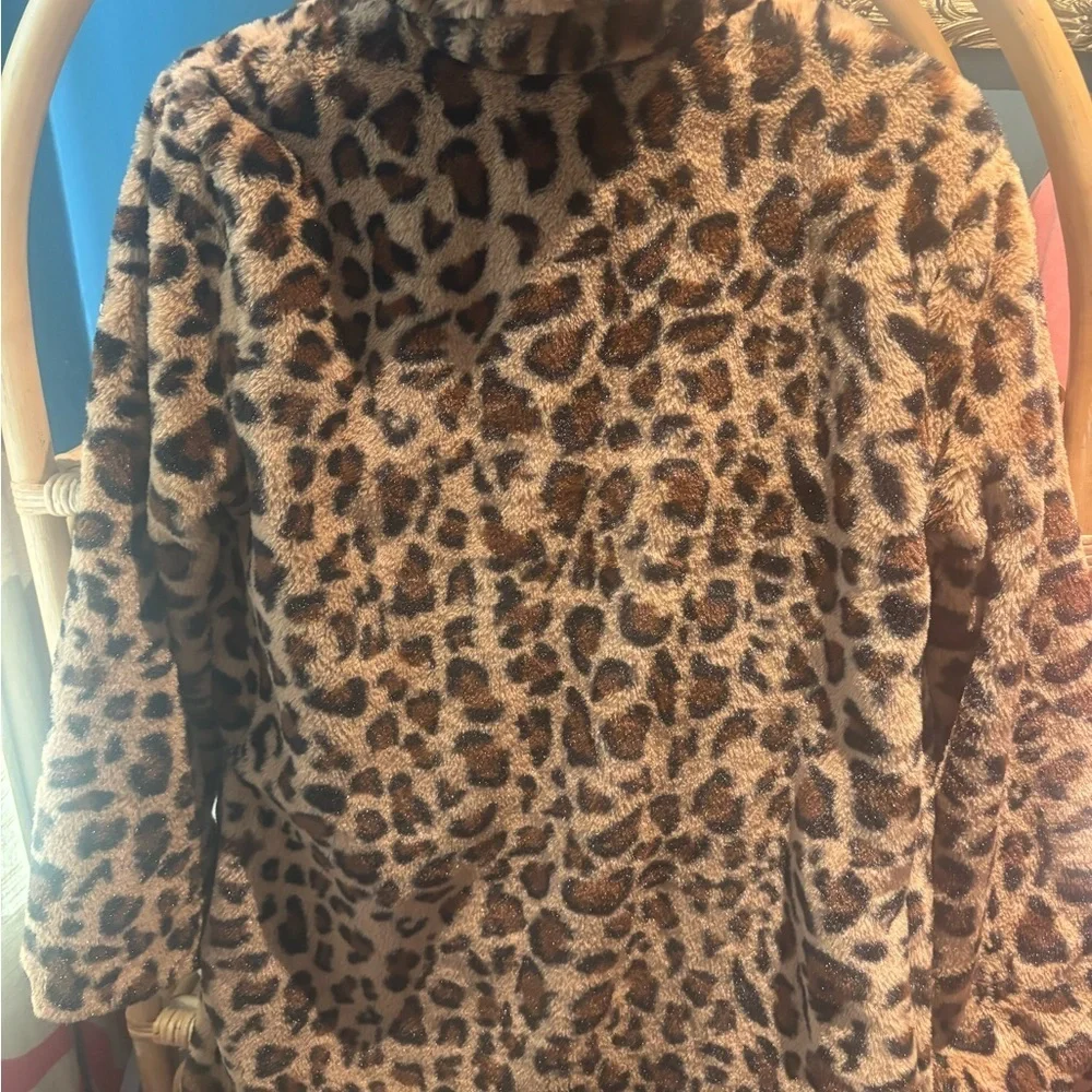 Love Tree Brown Leopard‎ Faux Fur Jacket